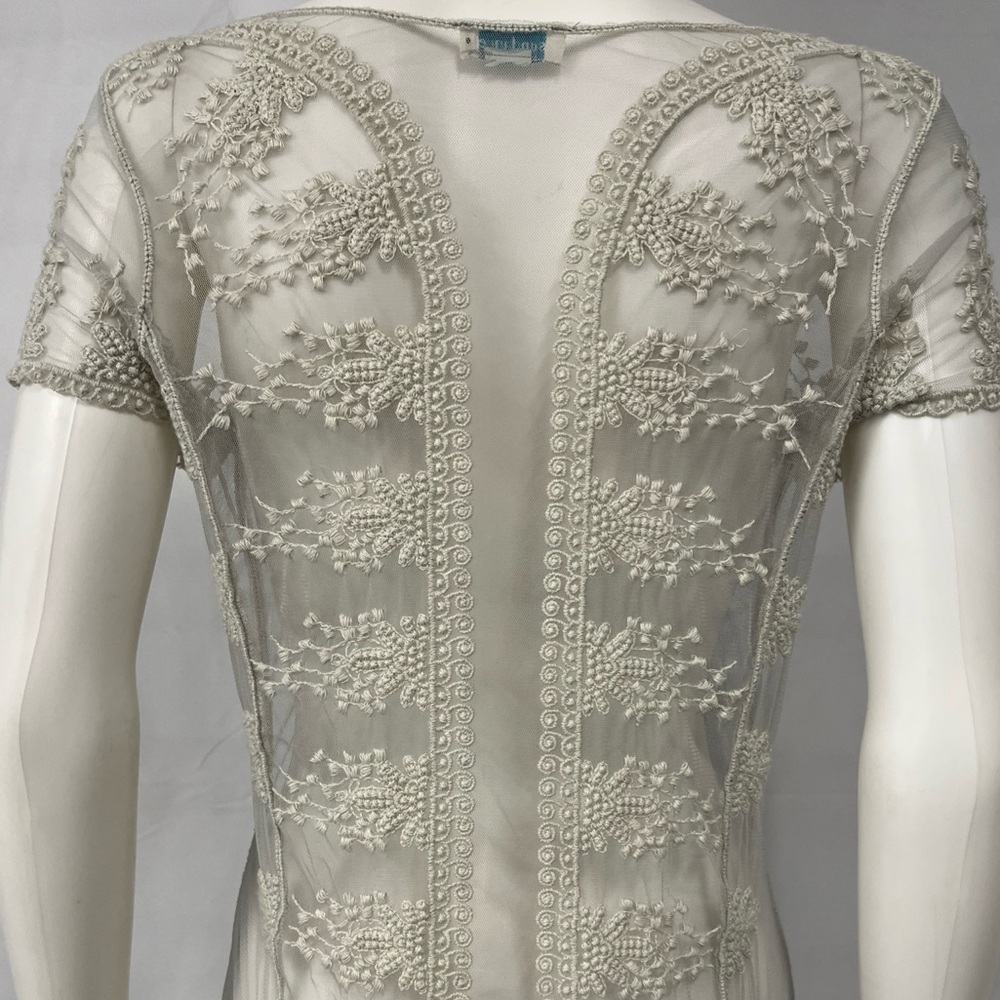 Sundance Antiqued White Lace Sheer SW Prairie Coastal Western Cowgirl Dress S - Picture 9 of 10